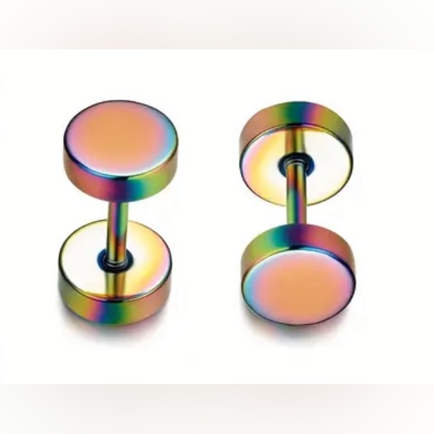 Bnib  Surgical Stainless Steel Dot Stud Earrings  Rainbow